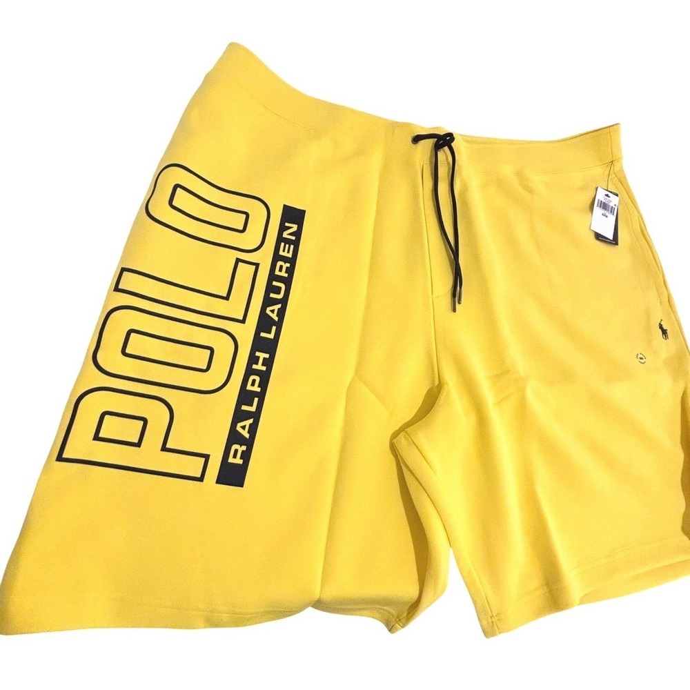 New Polo Ralph Lauren Sweat Shorts Mens 5XL Big Tall Yellow Knit Elastic Waist